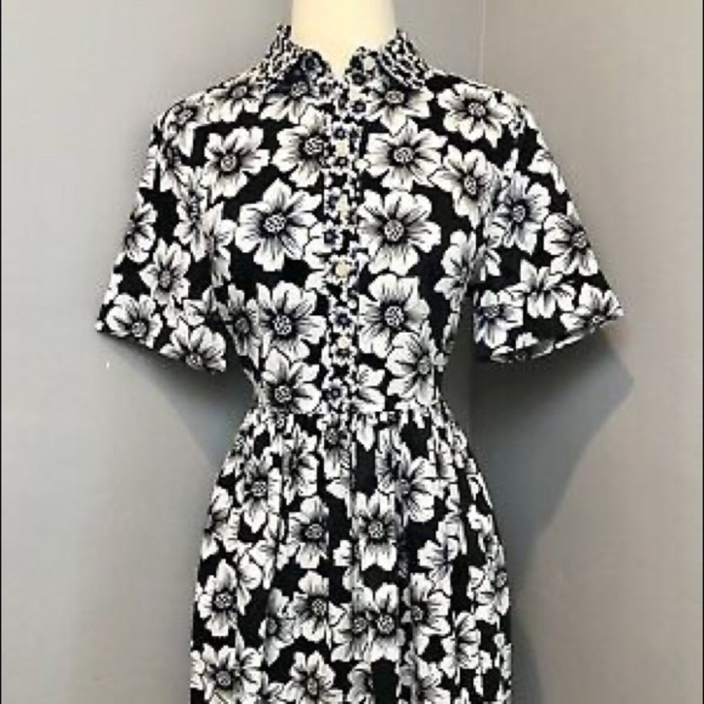 Kate Spade black and white floral shirt-dress